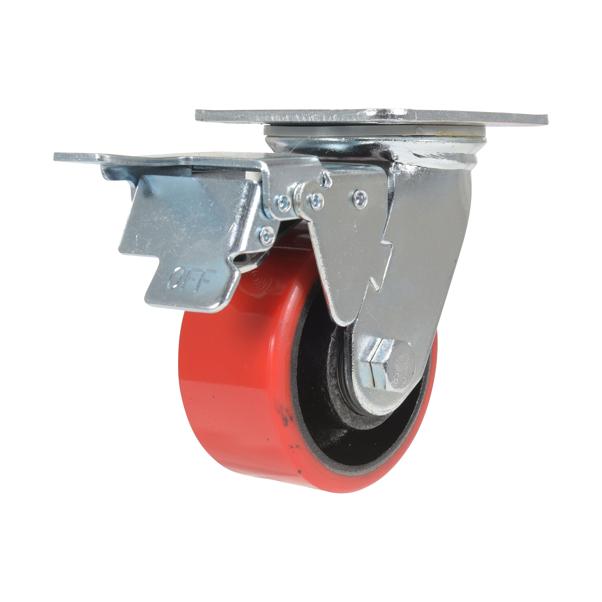 Vestil Polyurethane Swivel Caster with Total Brake - 4in. x 2in., 792-Lb. Capacity, Model# CST-VE-4X2PU-SWTB
